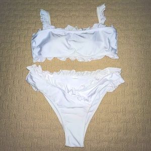 White Ruffled Bikini